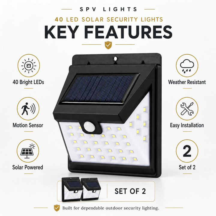 40 LED Solar Security Lights (Set of 2)