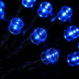 String of blue LED lights on a black background