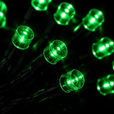 String of green LED lights on a black background