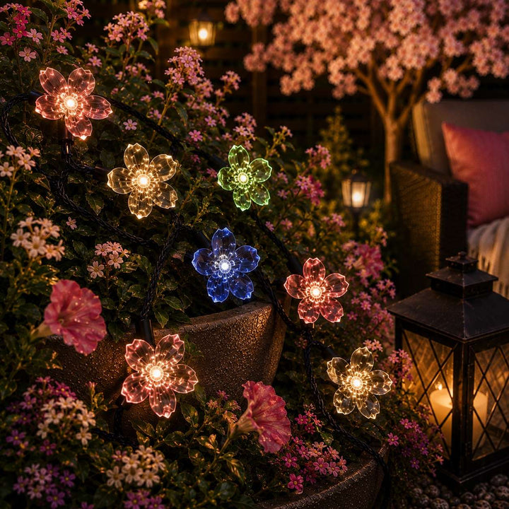 50 Multi-Colour LED Blossom Solar Fairy Lights