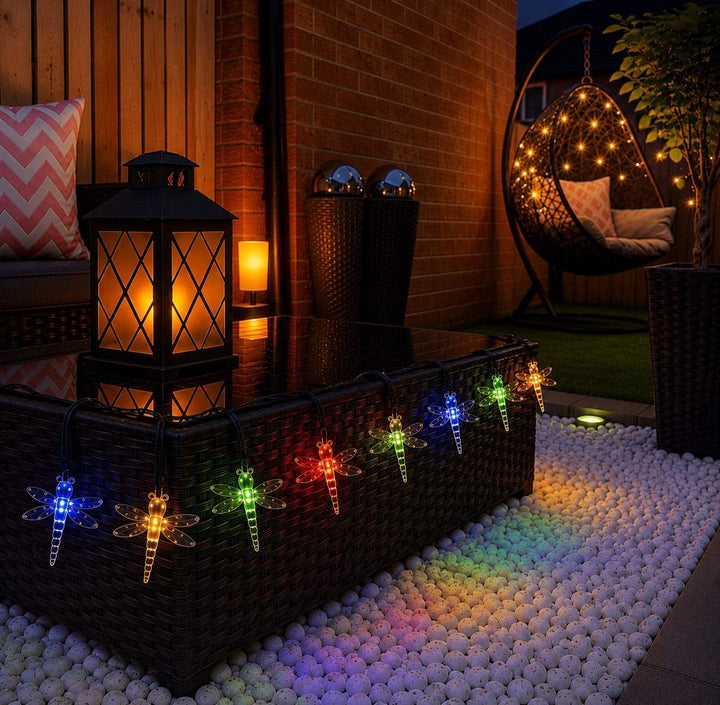 50 Multi-Colour LED Dragonfly Solar Fairy Lights