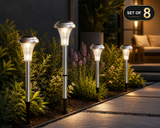 Halo Silver Solar Garden Stake Lights – Bright White LED  (Set of 8)