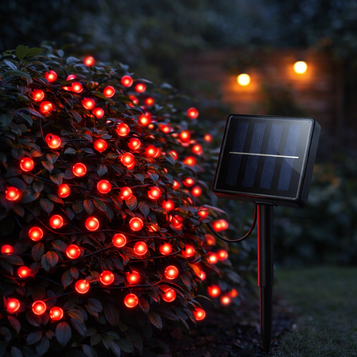 100 Red LED Solar Fairy Lights