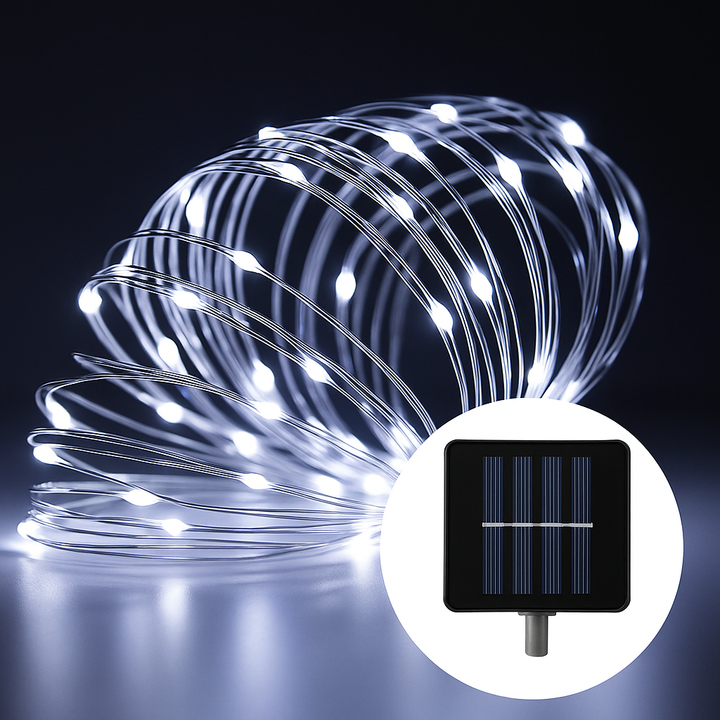 100 Bright White LED Solar Micro String Lights