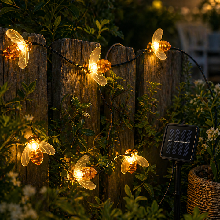 50 Warm White LED Bumble Bee Solar Fairy Lights