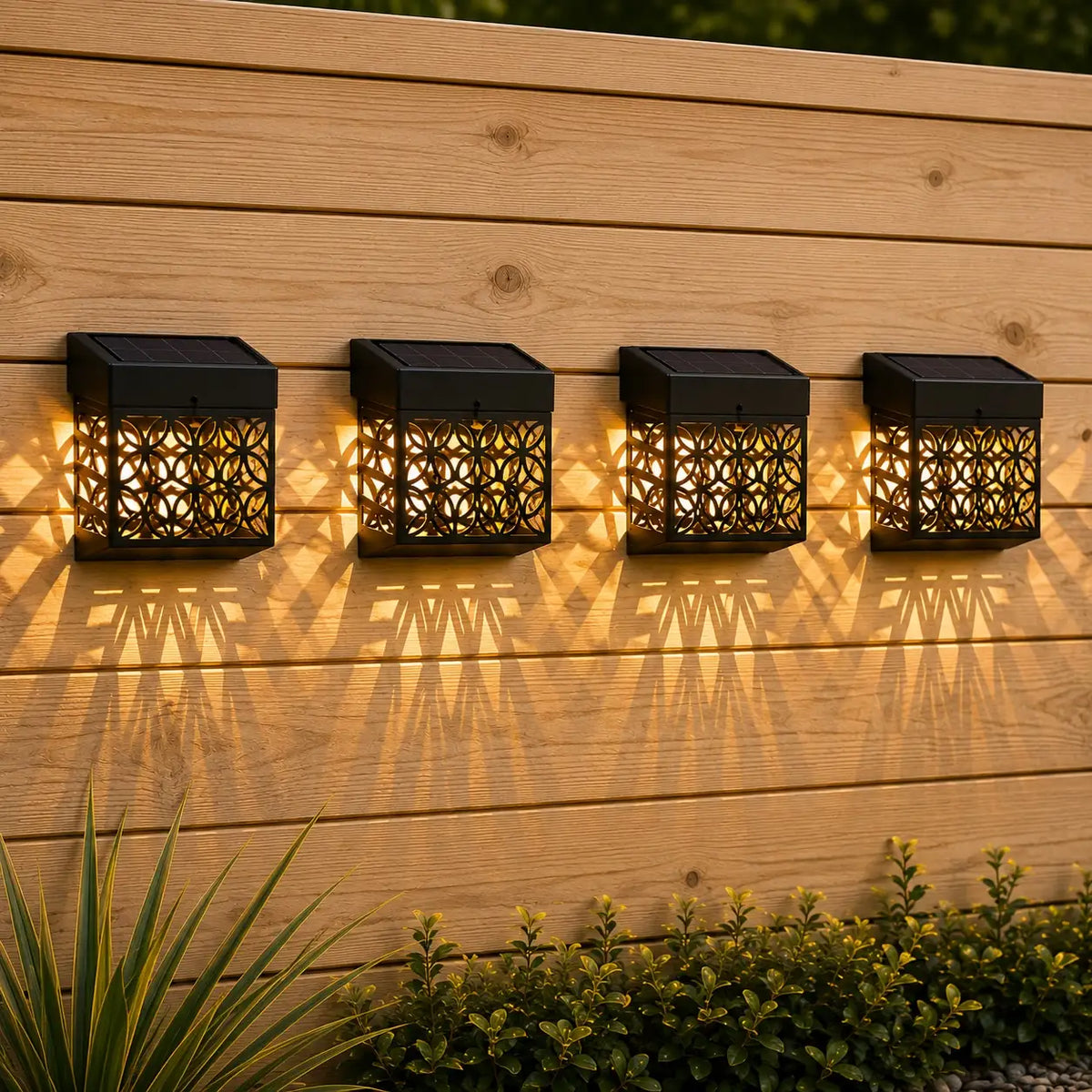 Louis Solar Fence Lights – Set of 4 with Warm White LED | Solar Fence ...