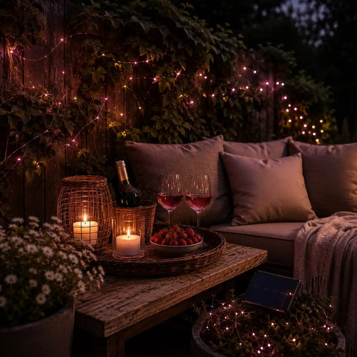 100 Pink LED Solar Micro String Lights