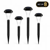 Halo Black Solar Garden Stake Lights – Bright White LED (Set of 8)