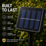 Solar panel on a stand with weather resistance features highlighted