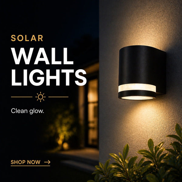Solar wall light fixture on a wall.