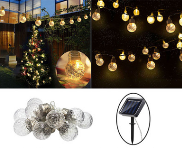 Warm White Solar Festoon Lights - 10 Bulbs with 2M string - SPV Lights
