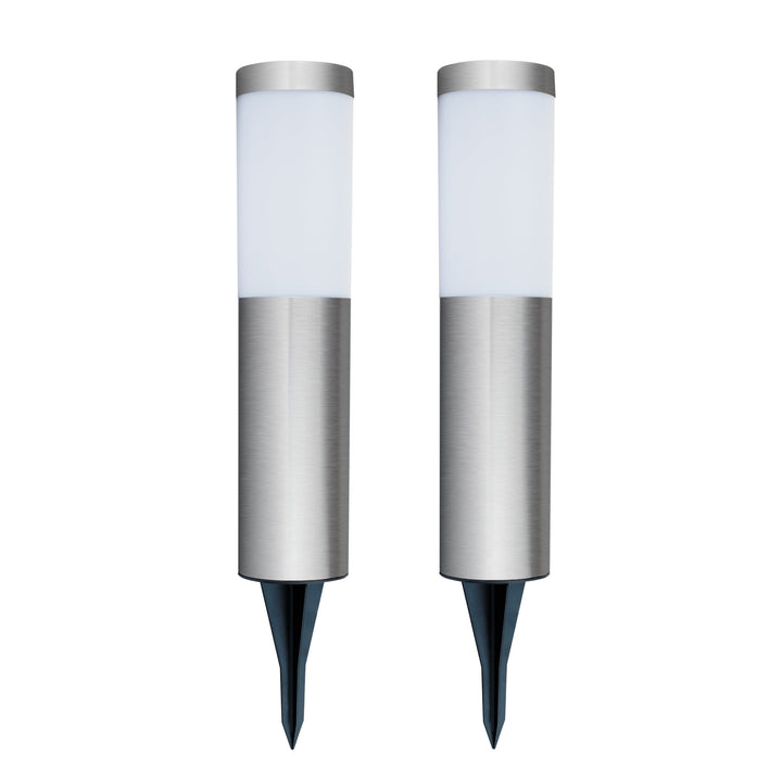 Contemporary Stainless Steel Solar Garden Stake Lights (Set of 2) - SPV Lights