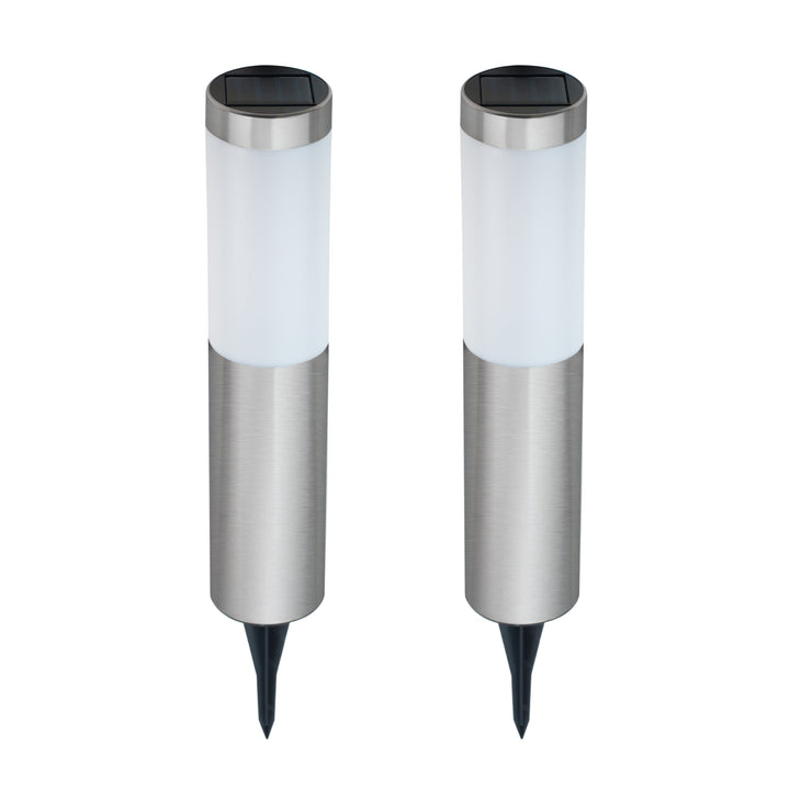 Contemporary Stainless Steel Solar Garden Stake Lights (Set of 2) - SPV Lights