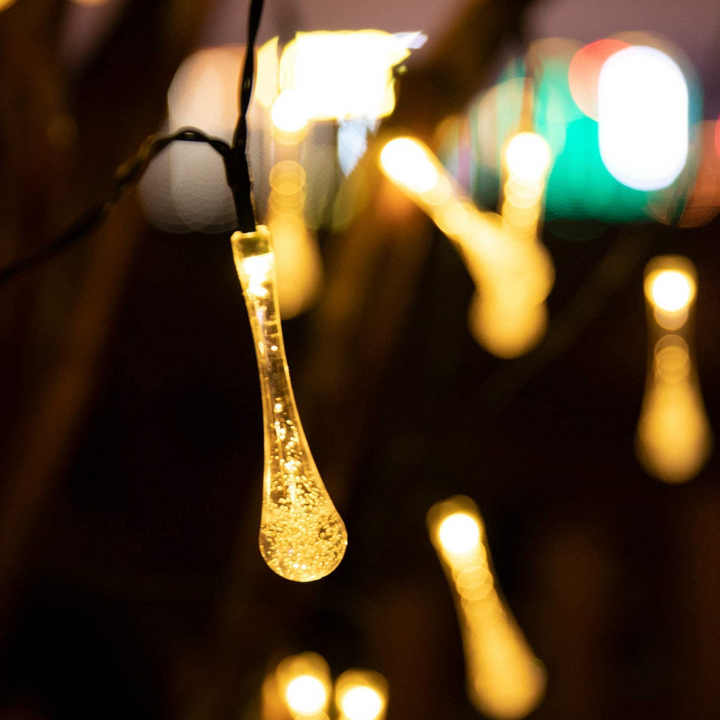 20 Warm White LED Water Drop Solar Lights