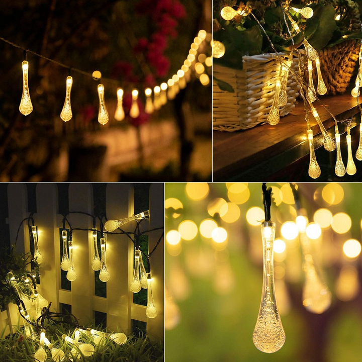 20 Warm White LED Water Drop Solar Lights