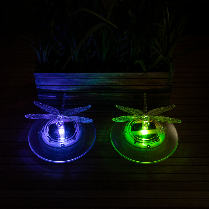 Floating Dragonfly Solar Lights - Set of 2 with Colour-Changing LED