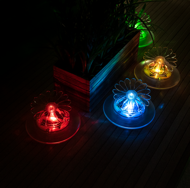Floating Blossom Solar Lights - Set of 4 with Colour-Changing LED