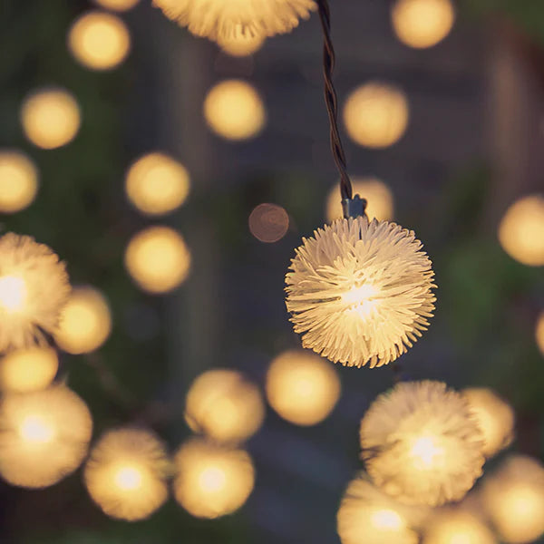 30 Warm White LED Dandelion Solar Fairy Lights