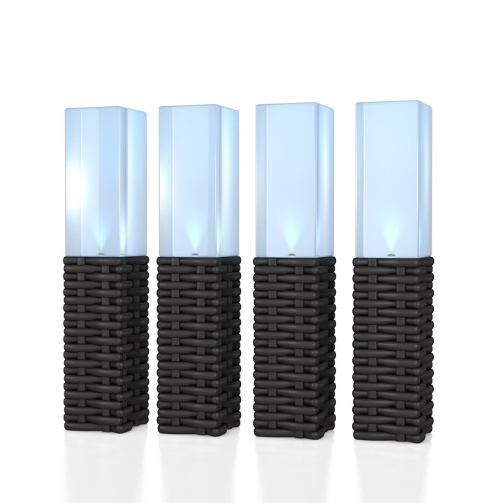 Rattan Solar Post Lights (Set of 4)