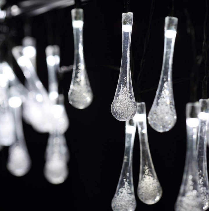 20 Bright White LED Water Drop Solar Fairy Lights