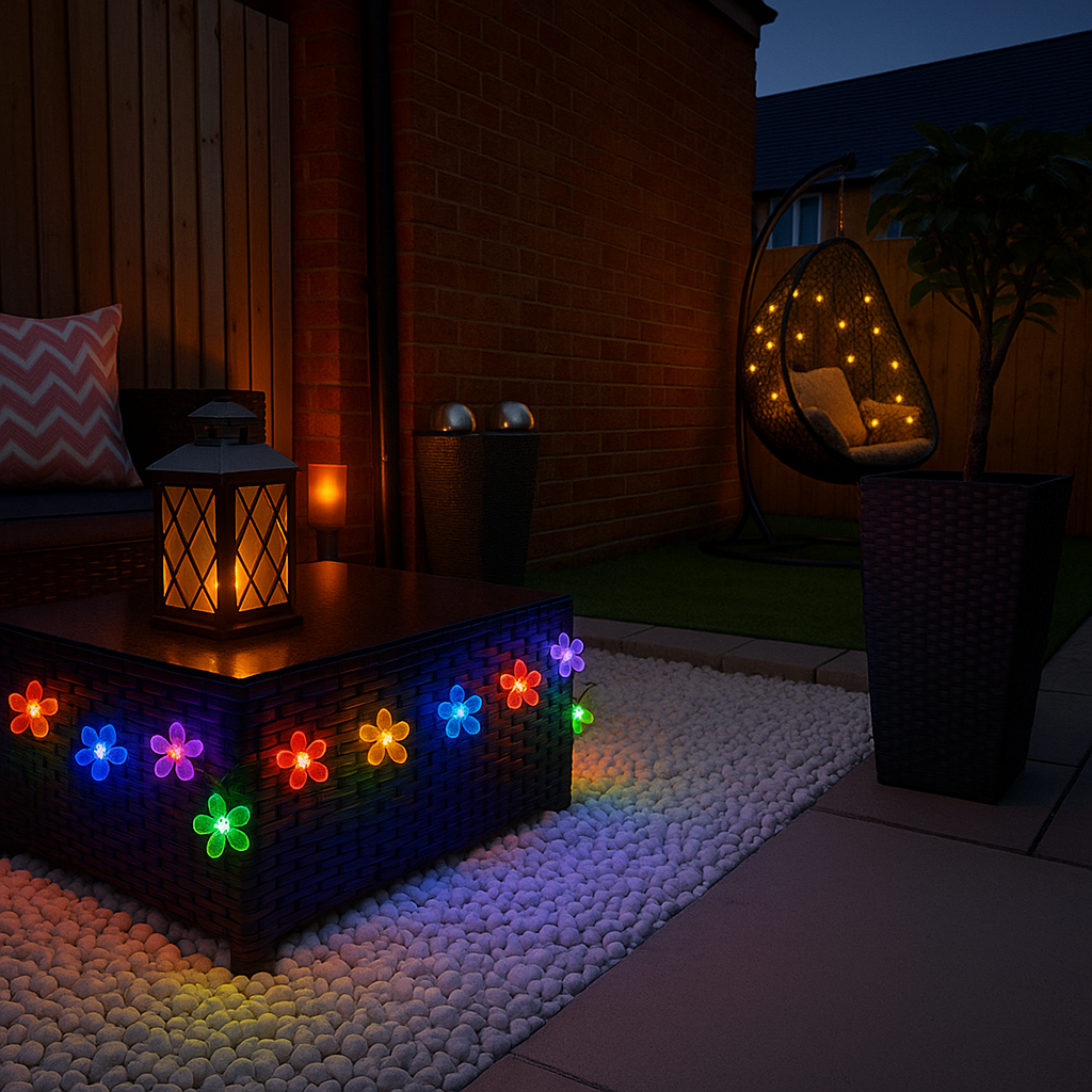 Blossom-Solar_Fairy_Lights_AG 50 Multi-Colour LED Blossom Solar Fairy Lights - Image 1