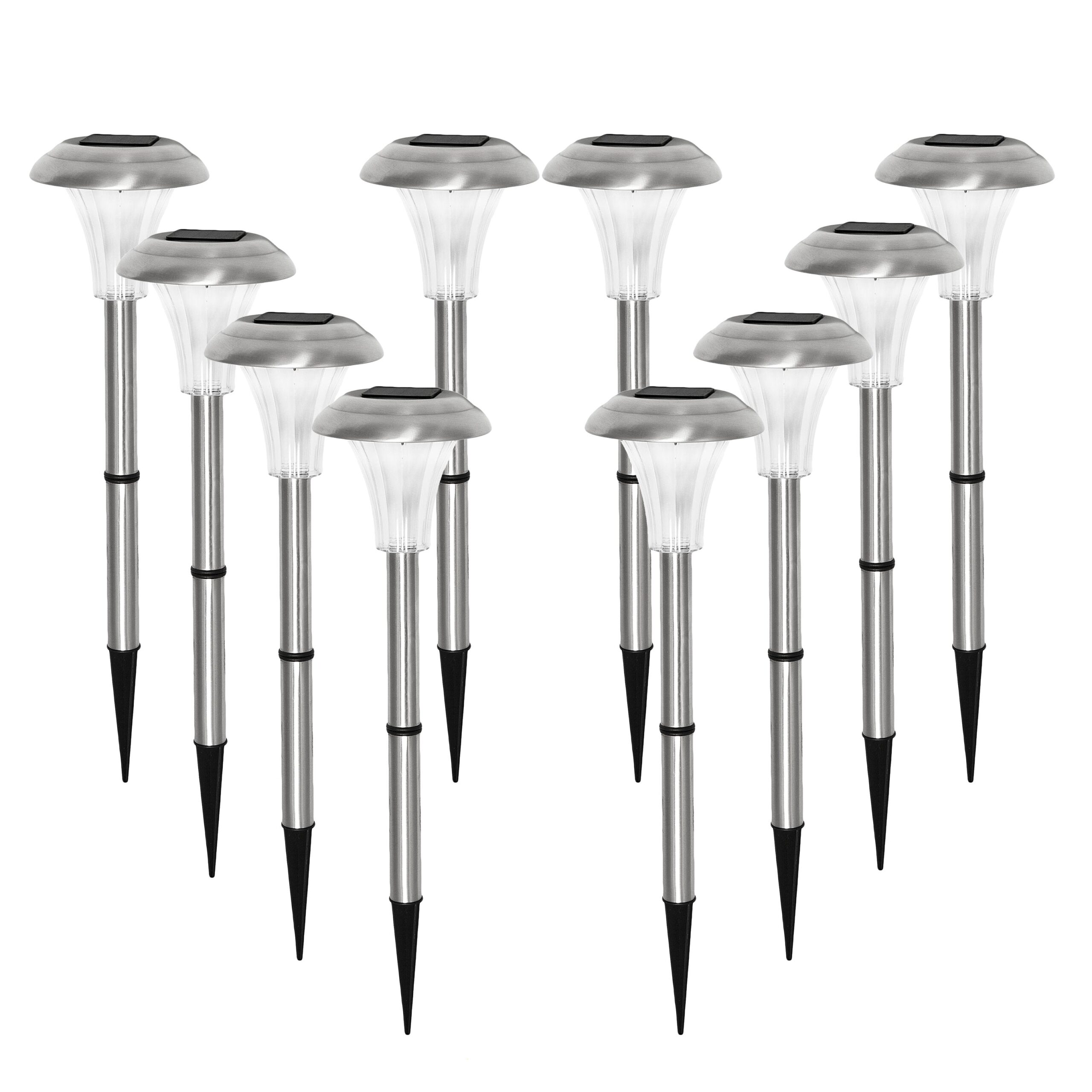 Halo_Stainless_Steel_-_30_cm Halo Silver Solar Garden Stake Lights โ Set of 8 with Bright White LED - Image 1