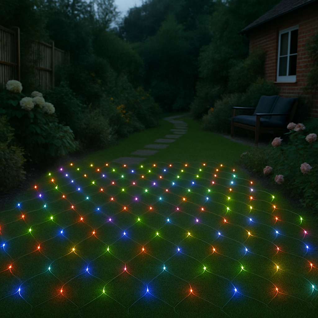 Solar-Net_Lights_-_Multi-Colour_LED_AG 96 Multi-Colour LED Solar Net Lights - Image 1