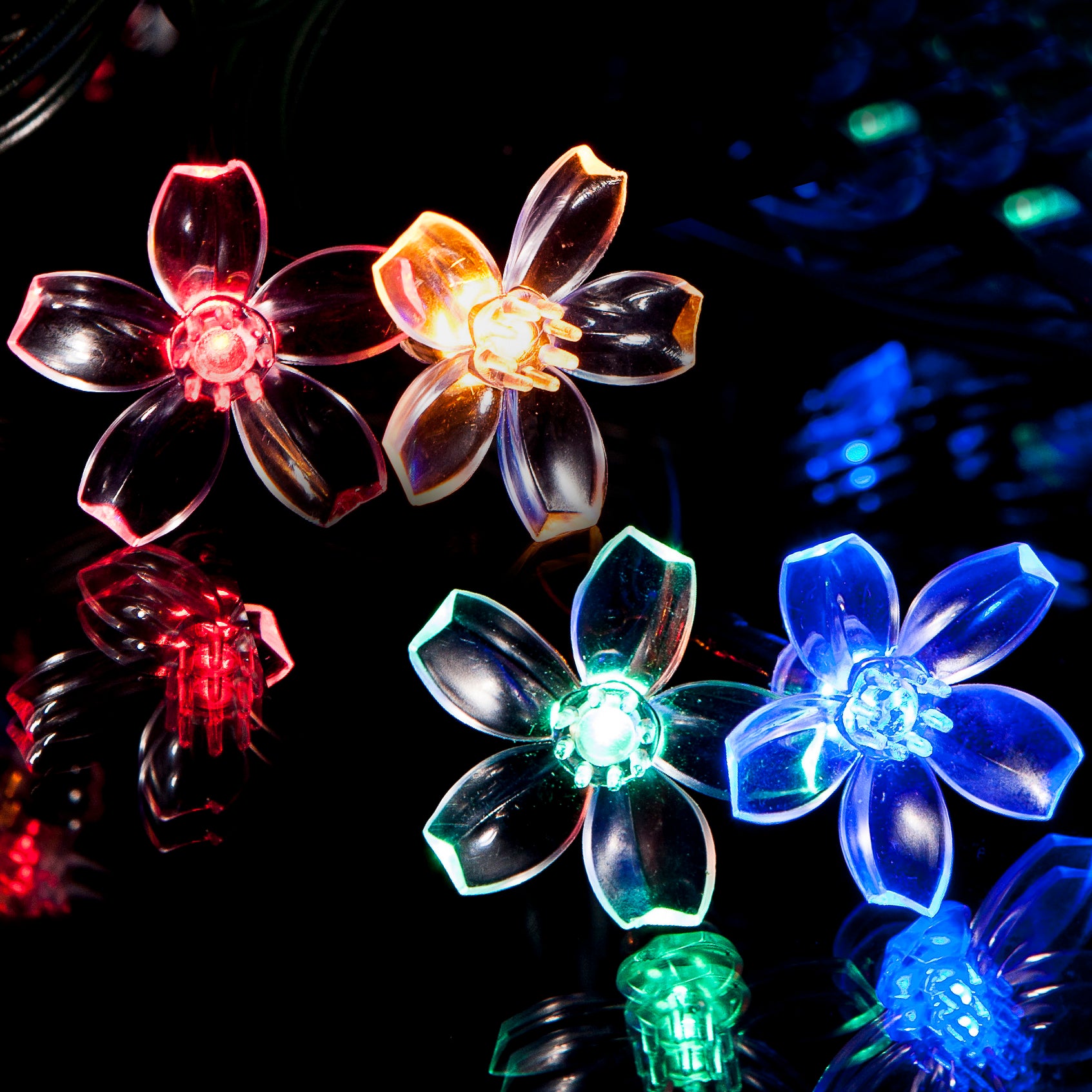 flower-fairy-lights07 100 Multi-Colour LED Blossom Solar Fairy Lights - Image 1